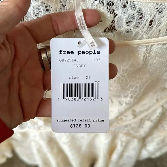 NWT Free People Ruby Lace With Tie Sleeves Ivory Dress, Size xs baby doll - Picture 8 of 16